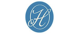Hardin House Elegant monogram design featuring a stylized letter 'H' with an intricate, flowing script inside an oval frame.