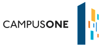 Modern logo of CampusOne with colorful corner accents and bold typography.