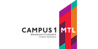 Vibrant logo of Campus 1 MTL student residence featuring bold, multicolored geometric design.