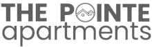 Elegant logo for The Pointe Apartments, featuring modern typography and a house icon within the letter O.