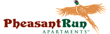 Elegant Pheasant Run Apartments logo featuring a flying pheasant, symbolizing freedom and style in living.