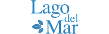 Elegant Lago del Mar logo featuring stylish typography with decorative leaves.