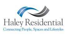 Haley Residential logo with a dynamic and modern design, emphasizing connection and community living.