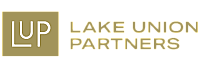 Elegant logo for Lake Union Partners in gold and white, representing luxury and sophistication in real estate development.