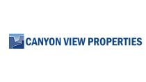 Canyon View Properties logo featuring a stylized blue canyon design.