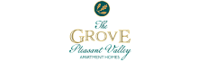 Elegant logo for The Grove Pleasant Valley Apartment Homes, featuring classic typography with a leafy emblem.