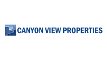 Canyon View Properties logo featuring a stylized canyon graphic with bold, modern typography.