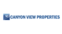 Canyon View Properties logo featuring a stylized canyon design in shades of blue.
