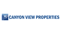 Canyon View Properties logo featuring elegant mountain design in a sleek blue color scheme.