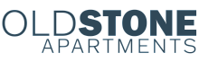 Modern logo design for Oldstone Apartments, featuring sleek blue typography.