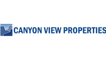Canyon View Properties logo featuring a stylized canyon design with a blue color scheme.