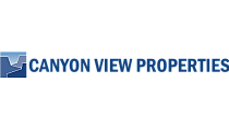 Canyon View Properties logo featuring a stylized canyon design in blue tones.