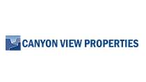 Elegant Canyon View Properties logo with mountain imagery evoking stunning landscapes and modern living.