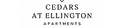 Elegant logo for Cedars at Ellington Apartments featuring a minimalist leaf design in a geometric frame.