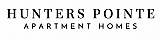 Elegant Hunters Pointe Apartment Homes logo with bold initials and stylish design.