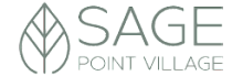 Modern Sage Point Village logo featuring a stylized leaf, embodying natural elegance and sophisticated community living.