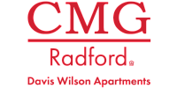 CMG Radford Davis Wilson Apartments logo in bold red, symbolizing modern and stylish living spaces.