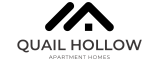 Modern and stylish logo for Quail Hollow Apartment Homes, featuring sleek typography on a dark background.
