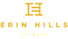 Elegant Erin Hills Estates logo featuring a stylized gold letter E with sophisticated typography.