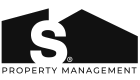 S Property Management logo featuring a bold 'S' integrated into a stylized house design.