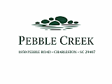 Elegant Pebble Creek logo featuring serene pebbles, located at 1850 Pebble Road, Charleston, SC 29407.