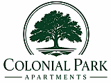Colonial Park Apartments logo featuring a majestic tree symbolizing tranquility and elegance.