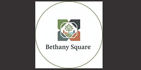 Bethany Square logo featuring a modern, geometric design with a tree icon, emphasizing a harmonious urban living space.