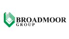Broadmoor Group logo featuring a dynamic green geometric design and bold black lettering.