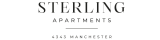 Elegant logo for Sterling Apartments at 4343 Manchester, showcasing modern typography and style.