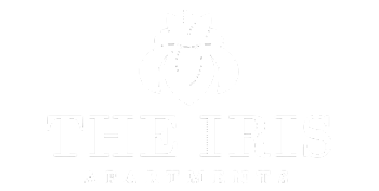 The Iris Apartments logo featuring elegant floral design, symbolizing luxury and comfort in apartment living.