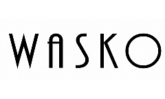 Elegant black typography spelling WASKO in a modern design, showcasing minimalistic style.