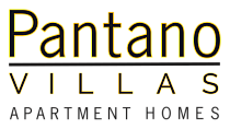 Pantano Villas Apartment Homes logo with elegant design and classic yellow script, highlighting luxurious living.