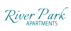 Elegant River Park Apartments logo featuring stylish typography in a soothing blue color.