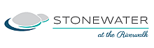 Logo for Stonewater at the Riverwalk featuring modern design elements and sleek typography.