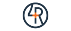 Modern circular logo featuring a stylized 'R' and '4', highlighted by a vibrant orange cross at the center.