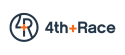 Distinctive 4th + Race logo with a modern and sleek design, featuring bold typography and a stylish circular emblem.