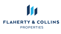 Modern Flaherty & Collins Properties logo featuring sleek geometric design and bold typography.