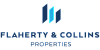 Modern logo for a property management company featuring three vertical blue bars and bold text.