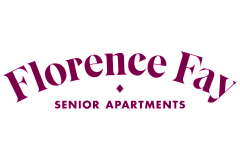 Elegant Florence Fay Senior Apartments logo in a deep burgundy hue, representing stylish living for seniors.