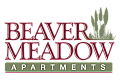 Beaver Meadow Apartments logo featuring elegant text and stylized grass imagery.