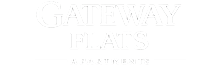 Gateway Flats Apartments logo featuring elegant typography on a stylish black background.