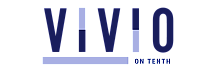 Vivio on Tenth logo in elegant blue tones with modern typography.