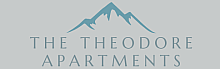Elegant logo design for The Theodore Apartments featuring a minimalist mountain graphic.