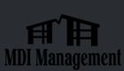 Modern MDI Management logo featuring two stylized buildings, conveying professional property management services.