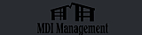 Elegant logo design featuring a stylized building for MDI Management on a sleek dark background.
