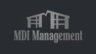MDI Management logo showcasing modern architectural design with stylized buildings.