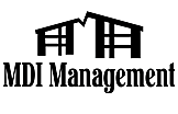 MDI Management logo featuring stylized buildings, representing modern property management services.