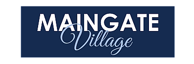 Elegant Maingate Village logo in a sophisticated blue and white design.