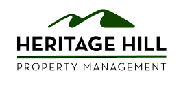 Heritage Hill Property Management logo showcasing a sleek, modern design with mountain-inspired elements.
