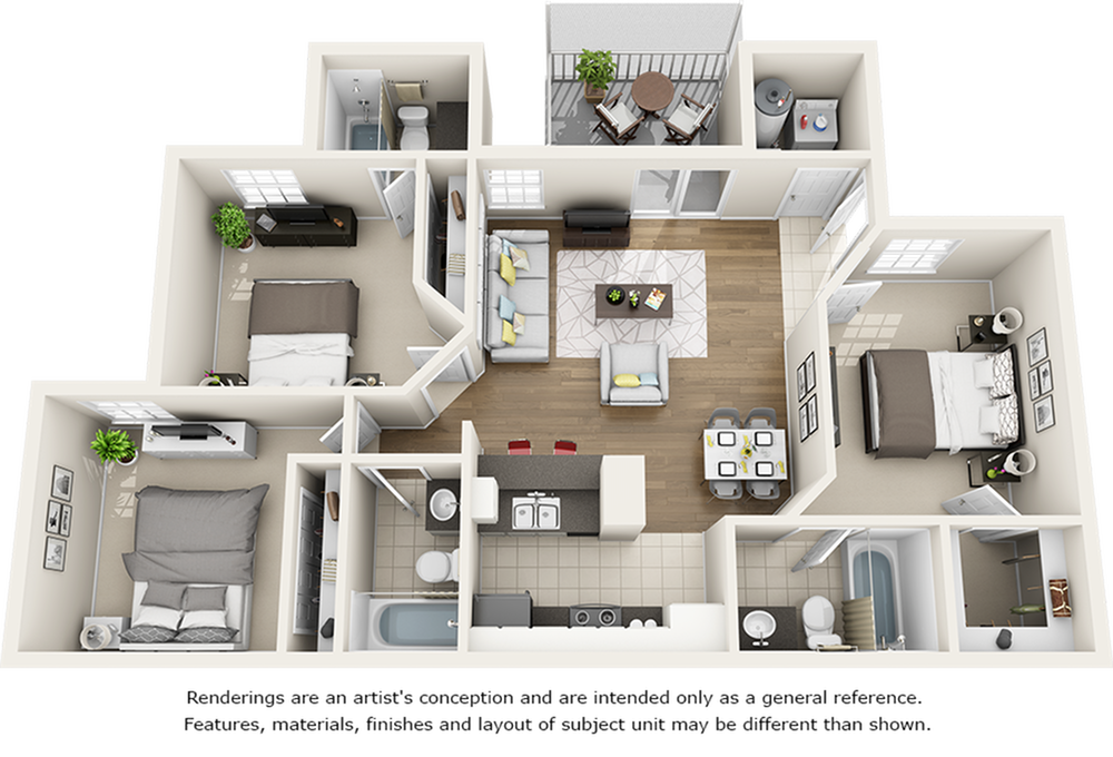 Vaulted Live Oak 3 bedrooms 3 bathrooms floor plan with premium finishes and quartz